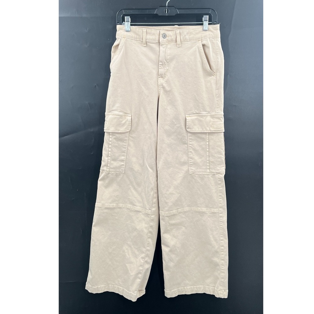 American Eagle AEO high rise wide leg y2k retro utility Cargo khaki Pants 2